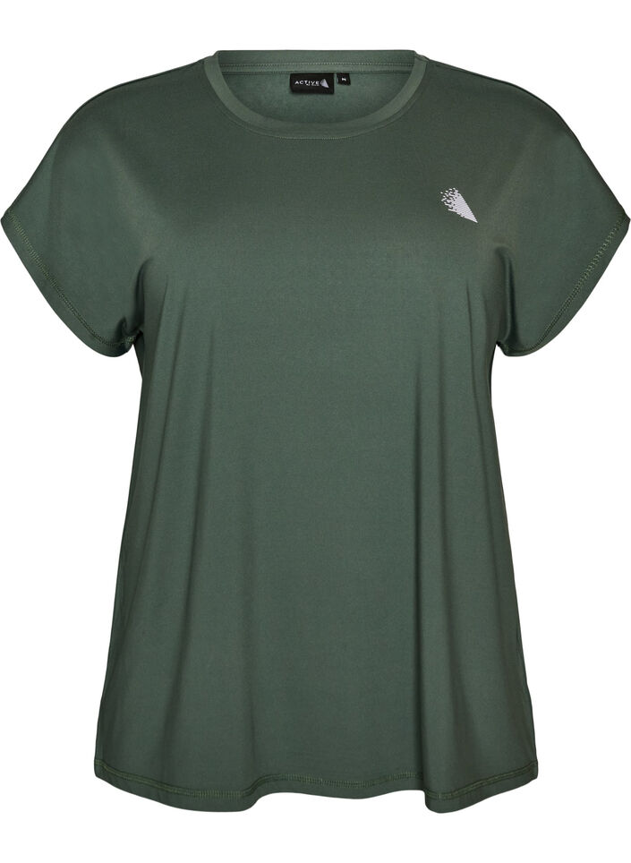 Einfarbiges Trainings-T-Shirt, Gr&uuml;n, Packshot image number 0