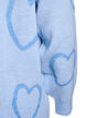 Lange Strickjacke mit Ton-in-Ton-Herzen, Blau, Packshot image number 3