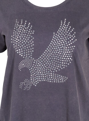 Acid Wash T-Shirt aus Baumwolle mit Ziersteinen, Dark Grey Wash, Packshot image number 2