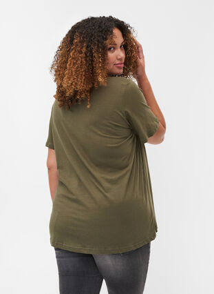 Kurzarm T-Shirt aus Baumwolle mit Aufdruck, Ivy Green/Unique, Model image number 1