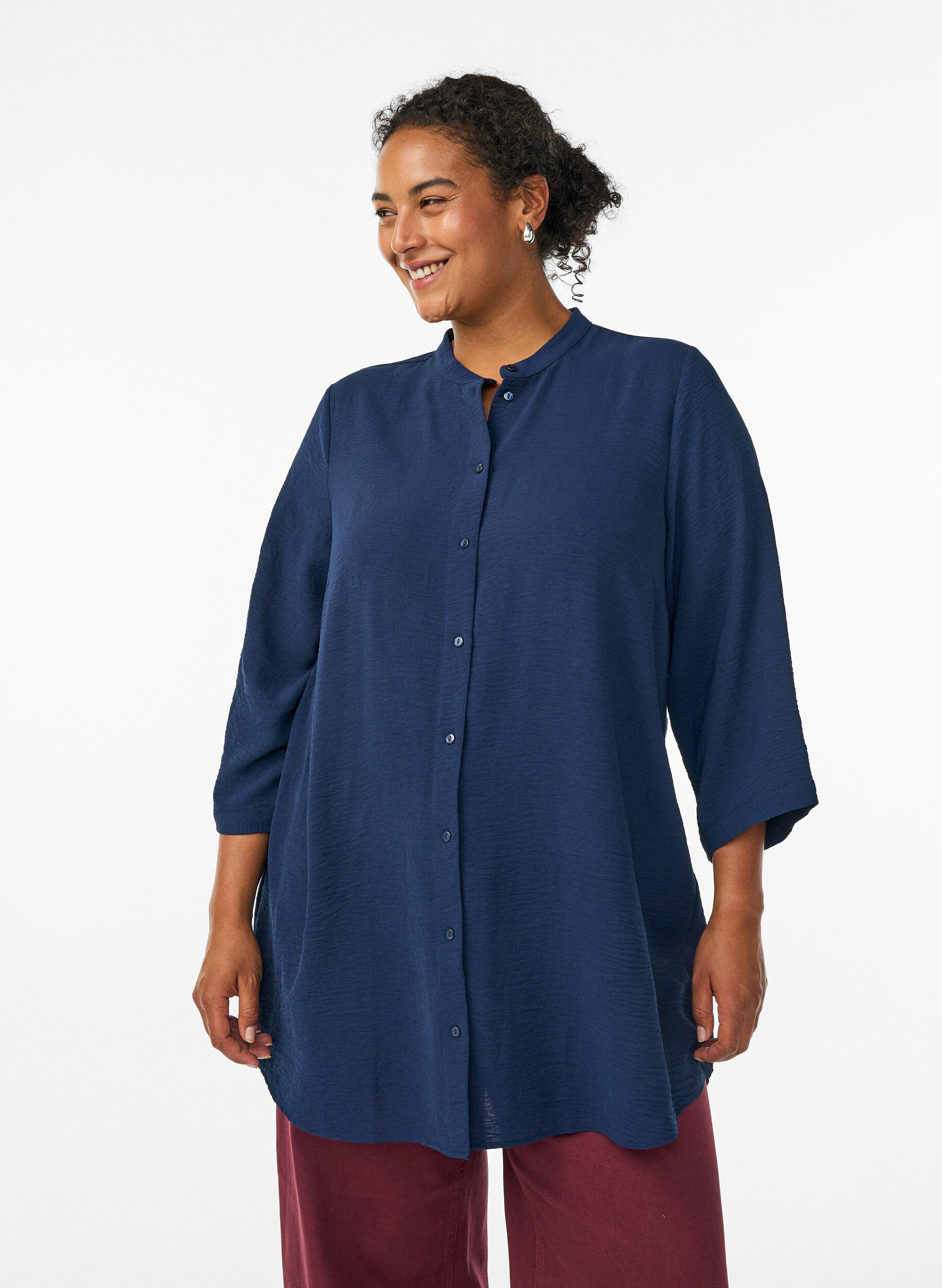 Tunika mit 3/4-&Auml;rmeln, Blau, Model