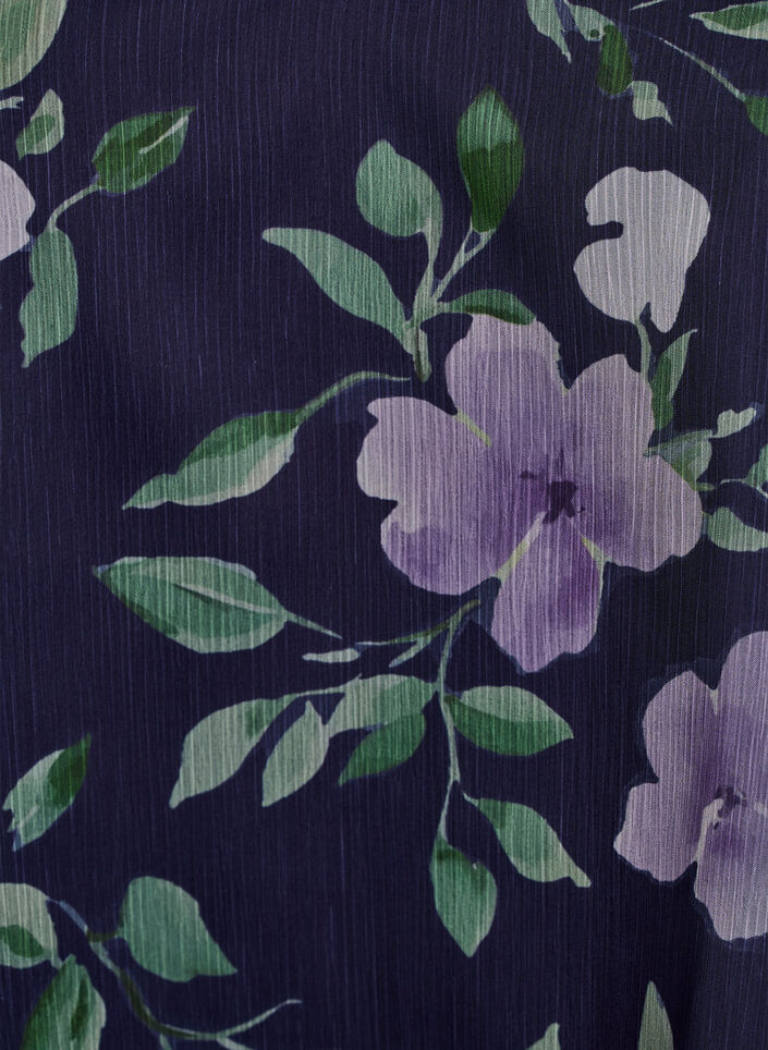 Bluse aus Chiffon mit gebl&uuml;mtem Print und langen &Auml;rmeln, Blau, Packshot image number 2