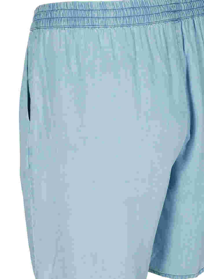 Shorts mit lockerer Passform, Bindeschnüren und Taschen, Light blue denim, Packshot image number 3