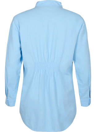 Langes Hemd aus Leinen-Viskose-Mischung, Chambray Blue, Packshot image number 1