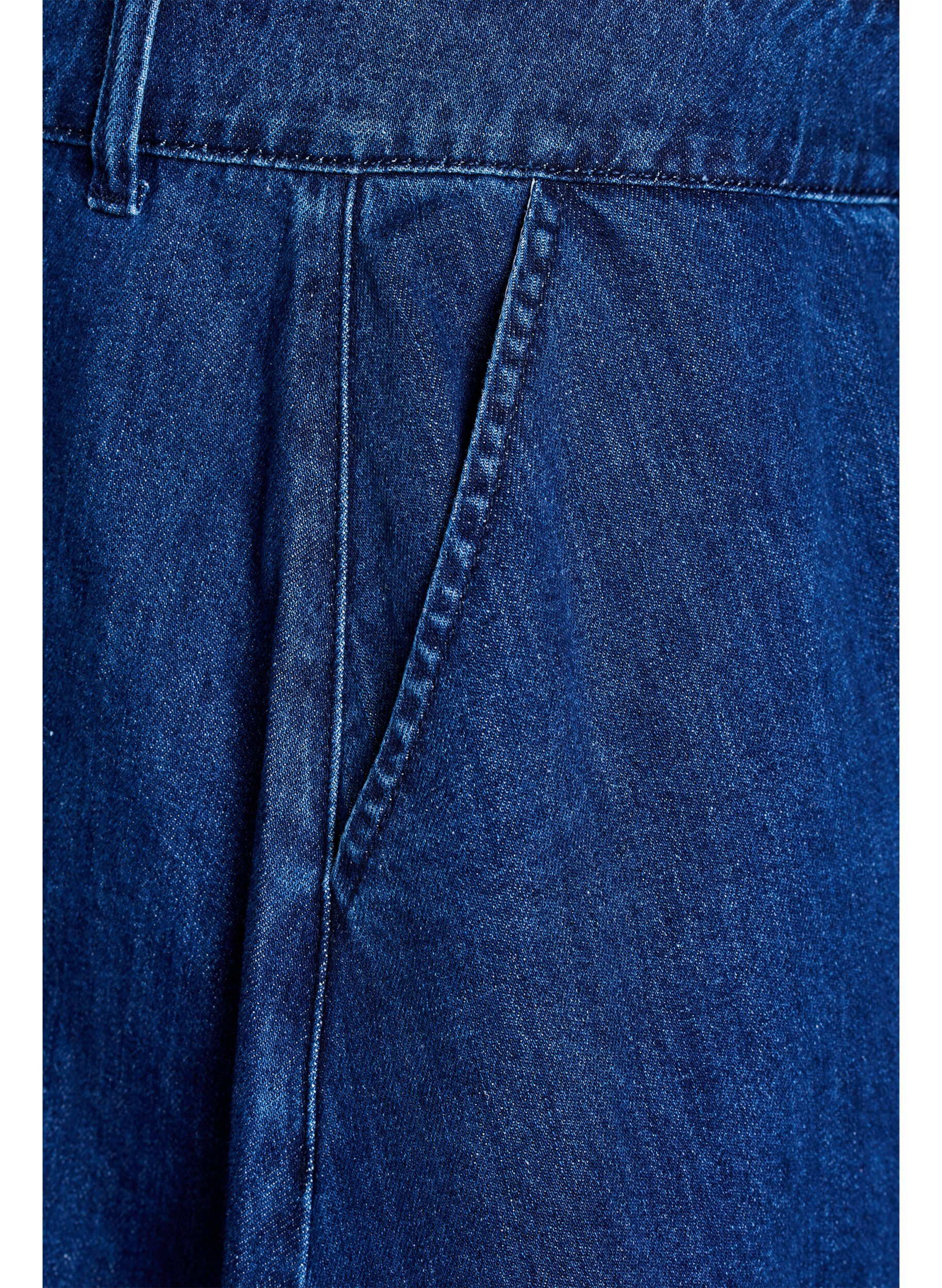 Zizzi Jeansrock in A-Linie mit Knopfleiste, Blau, Packshot image number 3
