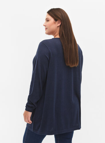 Gestrickte Bluse aus Baumwoll-Viskose-Mischung, Dress Blues, Model image number 1