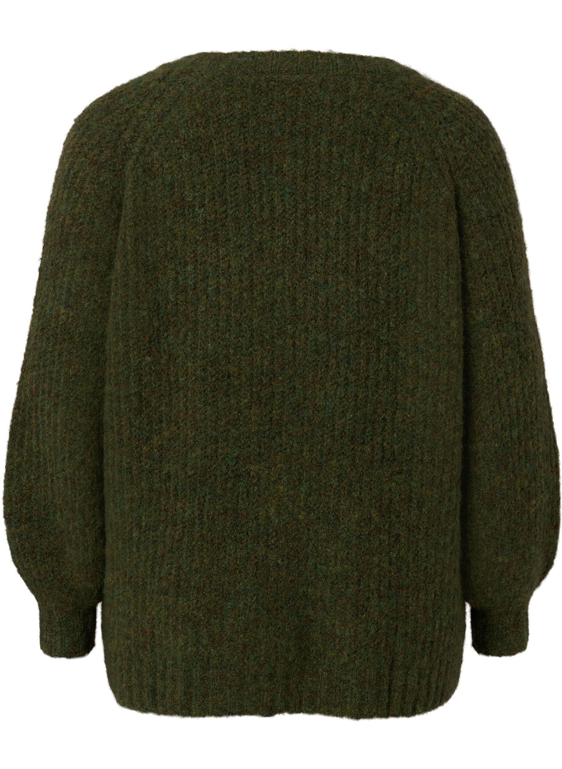 Zizzi Gestrickter Pullover mit Wolle und Raglan&auml;rmeln, Winter Moss, Packshot image number 1