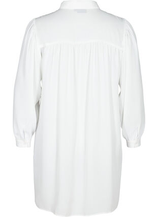 Lange Hemdbluse mit leichten Puff-Ärmeln, Bright White, Packshot image number 1