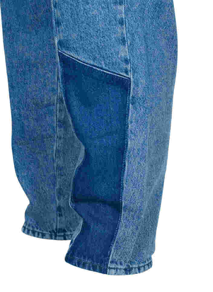 Gekürzte Mille Mom-Jeans mit Colour-Block, Blue denim, Packshot image number 3