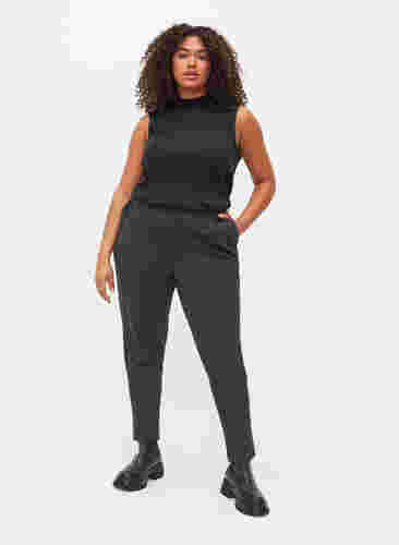 Cropped Hose mit Taschen und verstellbaren Schnüren, Dark Grey Melange, Model image number 2