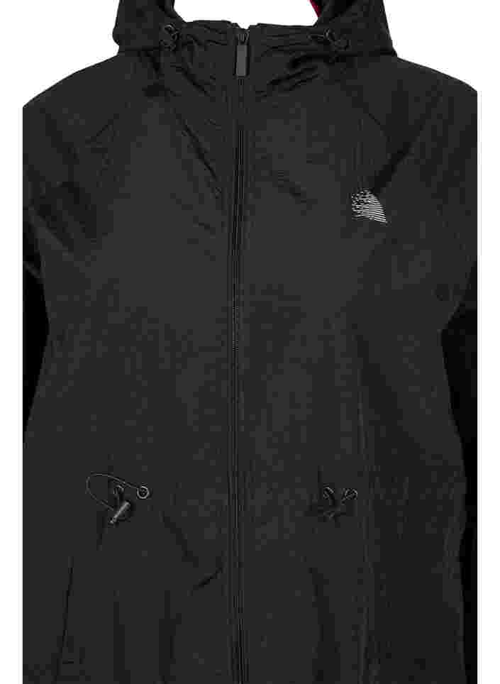 Lange Sportjacke mit verstellbarer Taille, Black, Packshot image number 2
