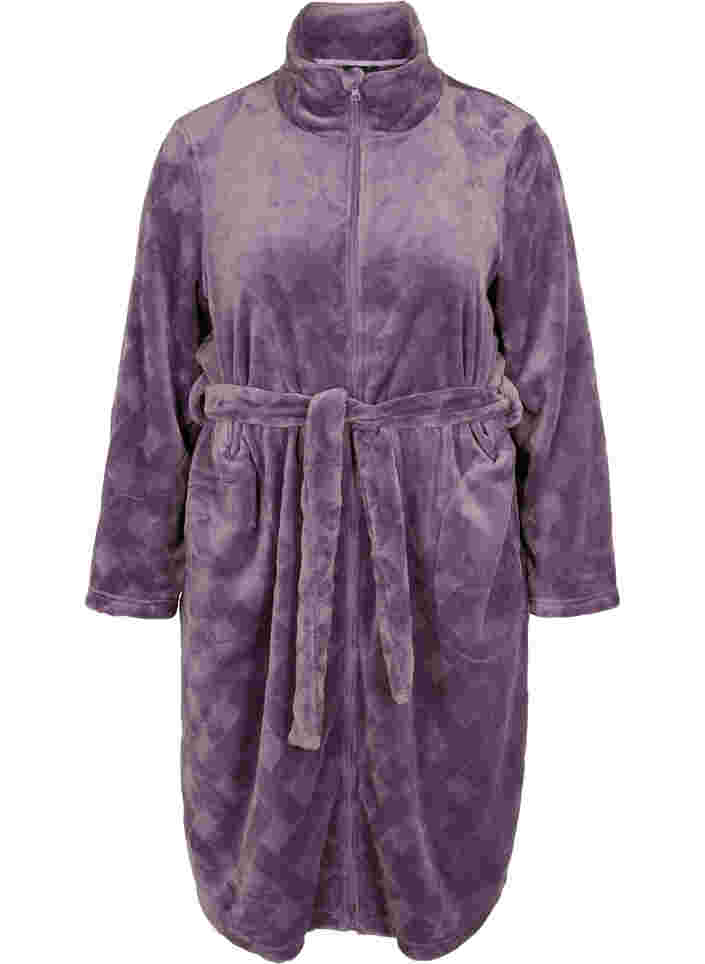 Morgenmantel mit Reißverschluss und Taschen, Vintage Violet, Packshot image number 0