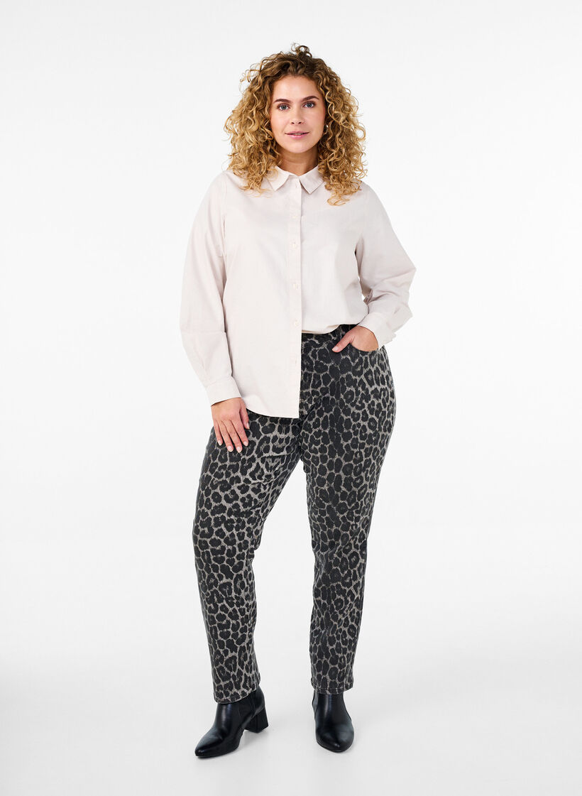 Lang&auml;rmliges Baumwollhemd, Beige, Model image number 1