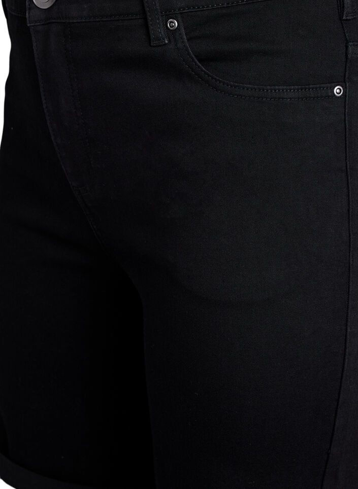 Eng anliegende Jeansshorts mit hoher Taille, Schwarz, Packshot image number 2