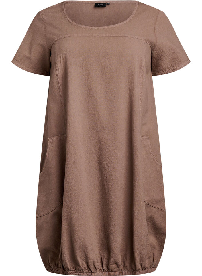 Baumwollkleid mit kurzen &Auml;rmeln, Braun, Packshot image number 0