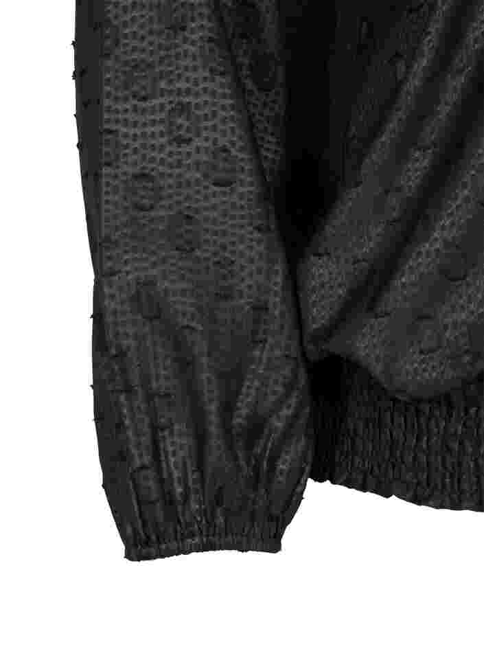 Gemusterte Bluse mit langen Ärmeln und Smock, Black, Packshot image number 2