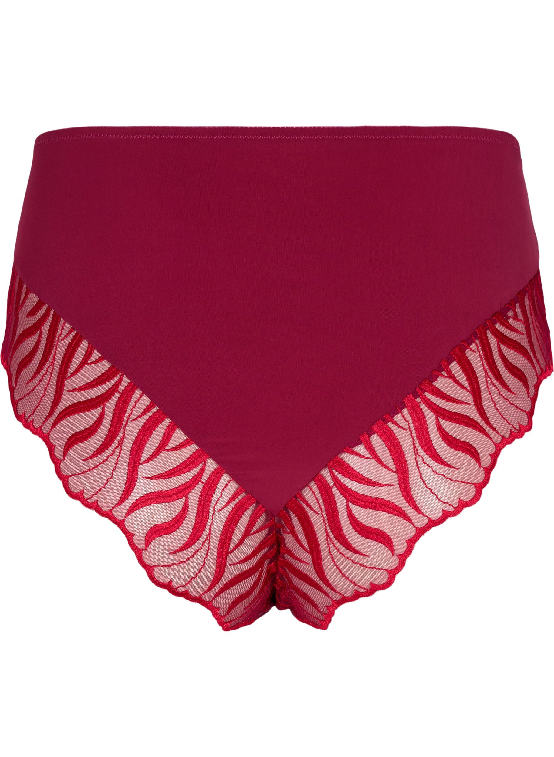 Zizzi Tai Slip mit Stickerei und regul&auml;rer Taille, Rot, Packshot image number 1