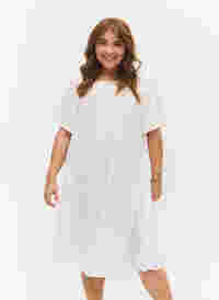 Kurzärmeliges Kleid aus Viskose, Bright White, Model