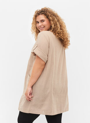 Kurzarm Tunika aus Baumwolle mit Taschen, Simply Taupe, Model image number 1