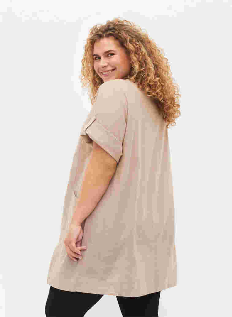 Kurzarm Tunika aus Baumwolle mit Taschen, Simply Taupe, Model image number 1