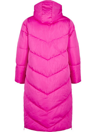 Langer Puffermantel mit Kapuze und Taschen - Pink - Gr. 42-64 - Zizzi