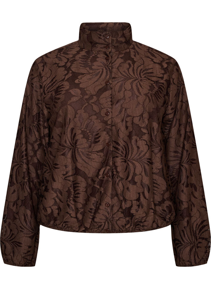 Bomberjacke mit gebl&uuml;mtem Jacquard, Braun, Packshot image number 0