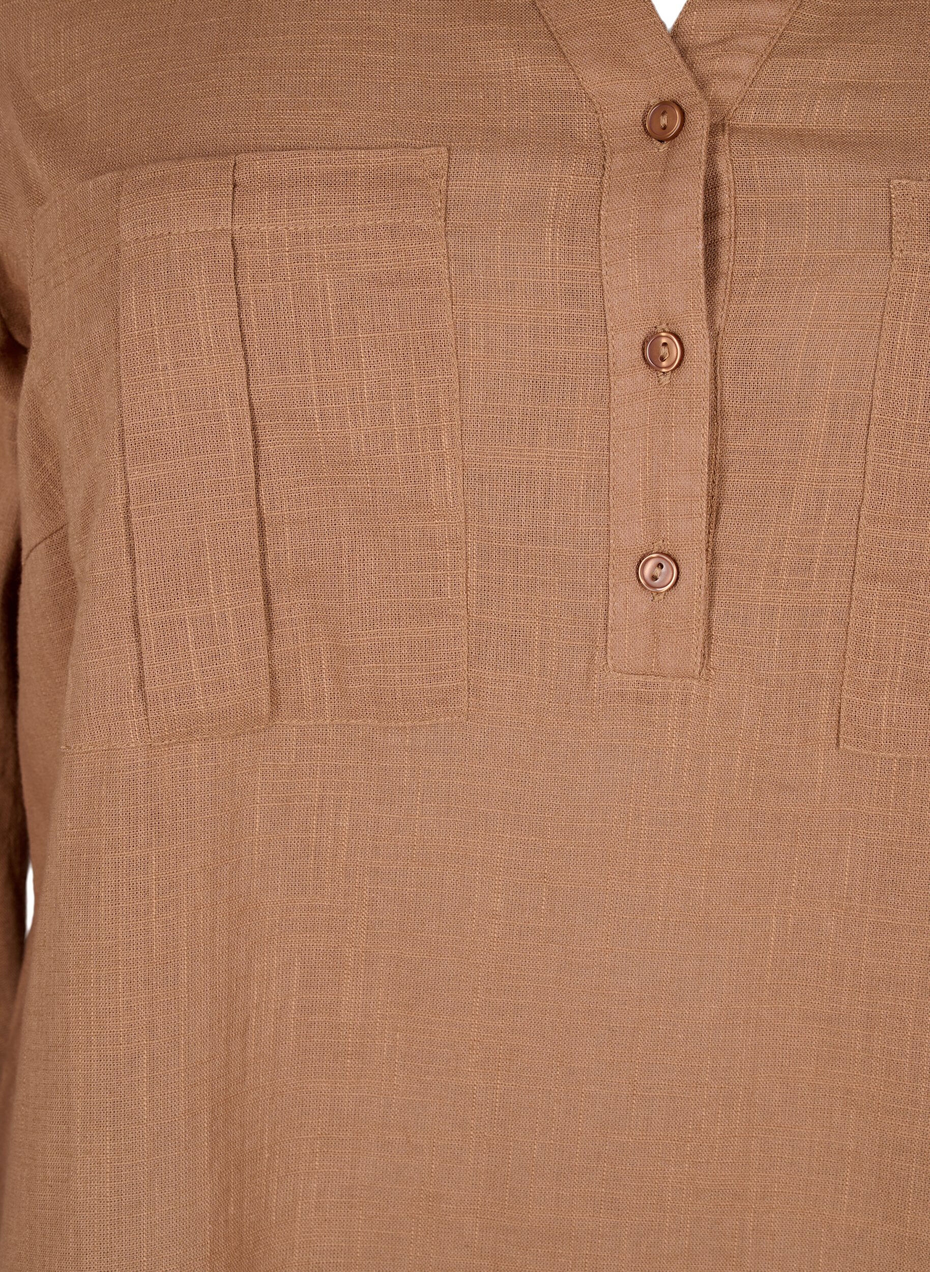 Zizzi Baumwolltunika mit 3/4-&Auml;rmeln, Coca Mocha, Packshot image number 2