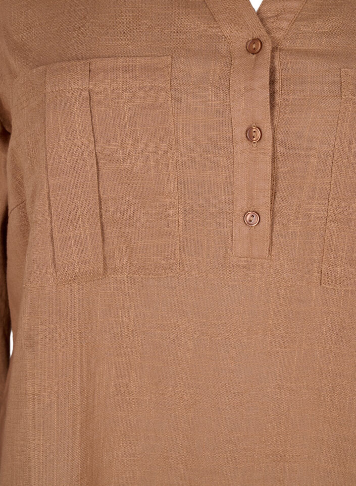 Baumwolltunika mit 3/4-Ärmeln, Coca Mocha, Packshot image number 2