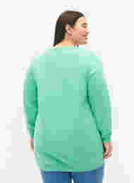 Langes Sweatshirt mit Textdruck, Neptune Green , Model
