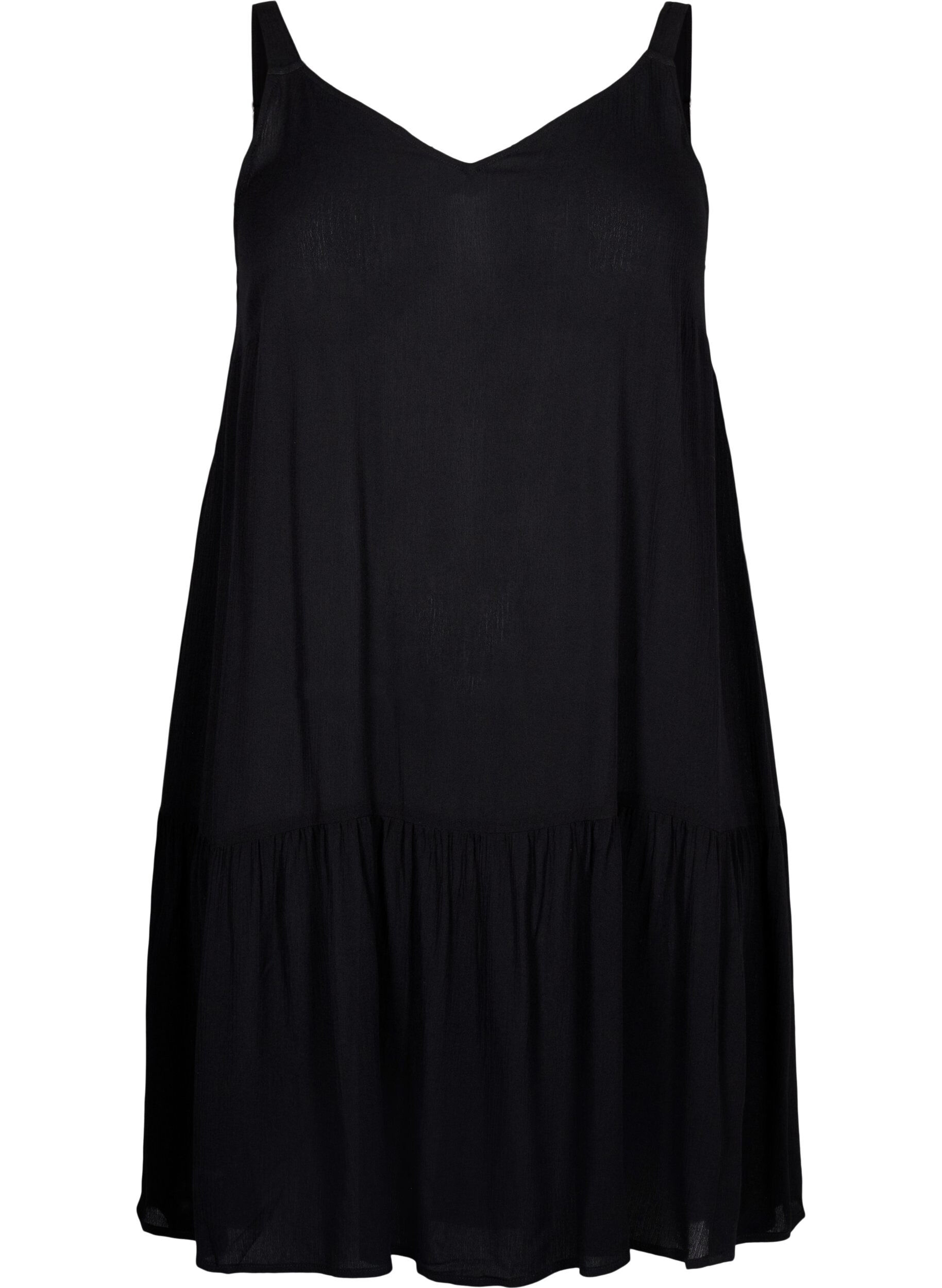 Zizzi Sommerkleid aus Viskose mit Tr&auml;gern, Black, Packshot image number 0