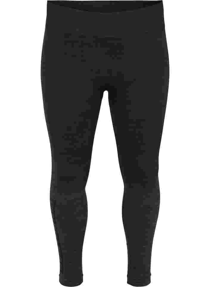 Nahtlose Skiunterhose aus Melange, Dark Grey Melange, Packshot image number 0