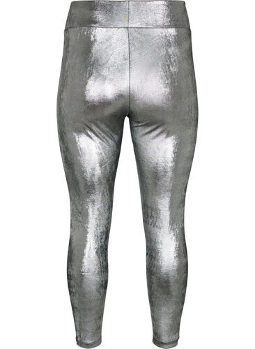 Silberne Leggings mit hoher Taille, Dark Silver, Packshot image number 1