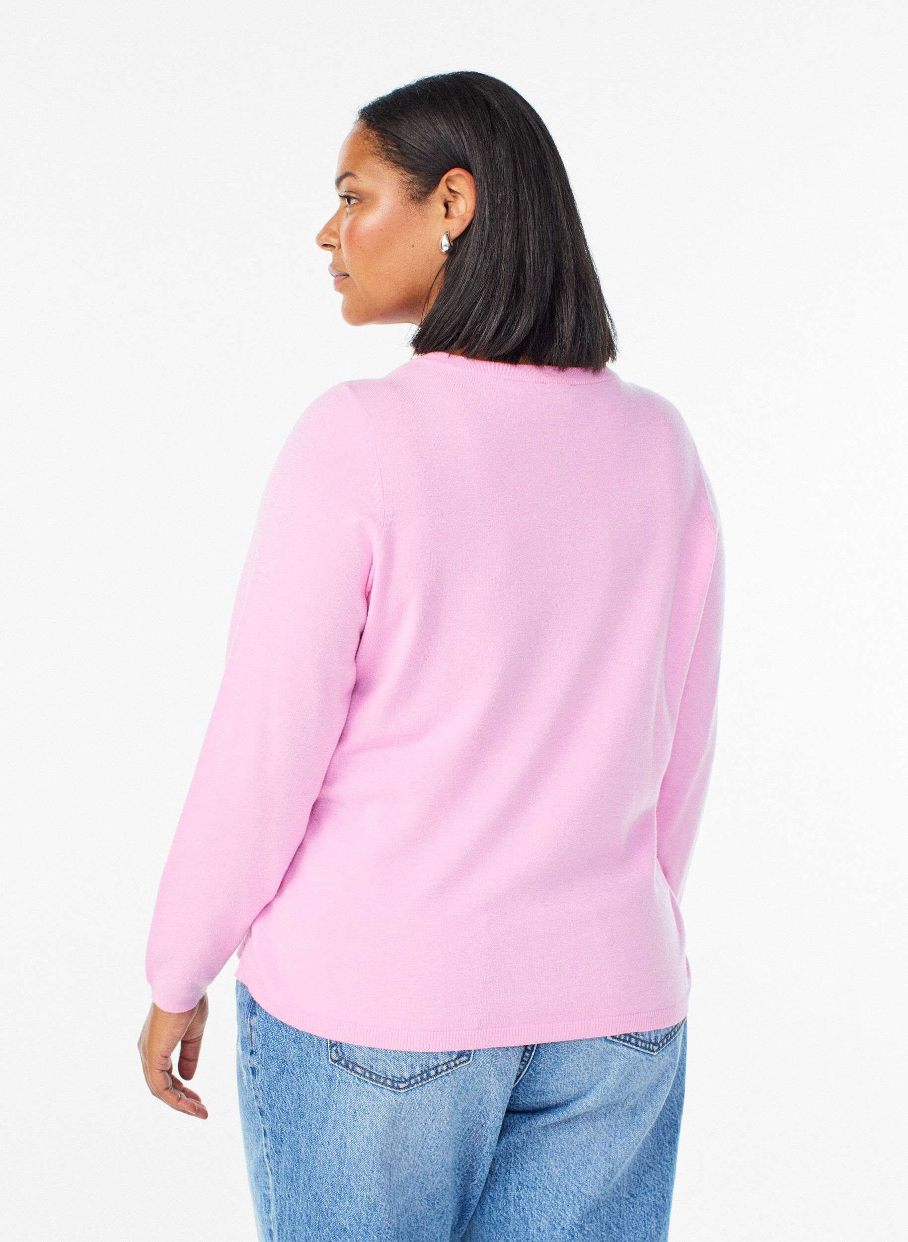 Zizzi Cardigan mit runden Kn&ouml;pfen, Pink, Model image number 2