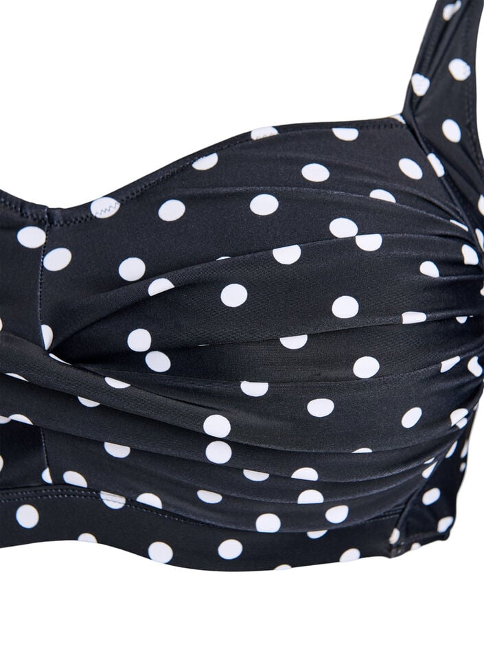 Wattierter Bikini-Oberteil mit Print, Schwarz, Packshot