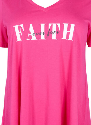Baumwoll-T-Shirt mit kurzen Ärmeln, Shocking Pink FAITH, Packshot image number 2