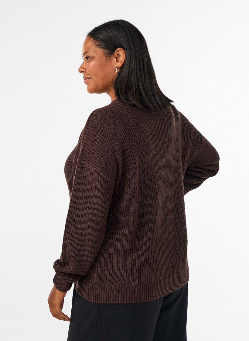 Strickjacke mit Rei&szlig;verschluss, Braun, Model image number 2