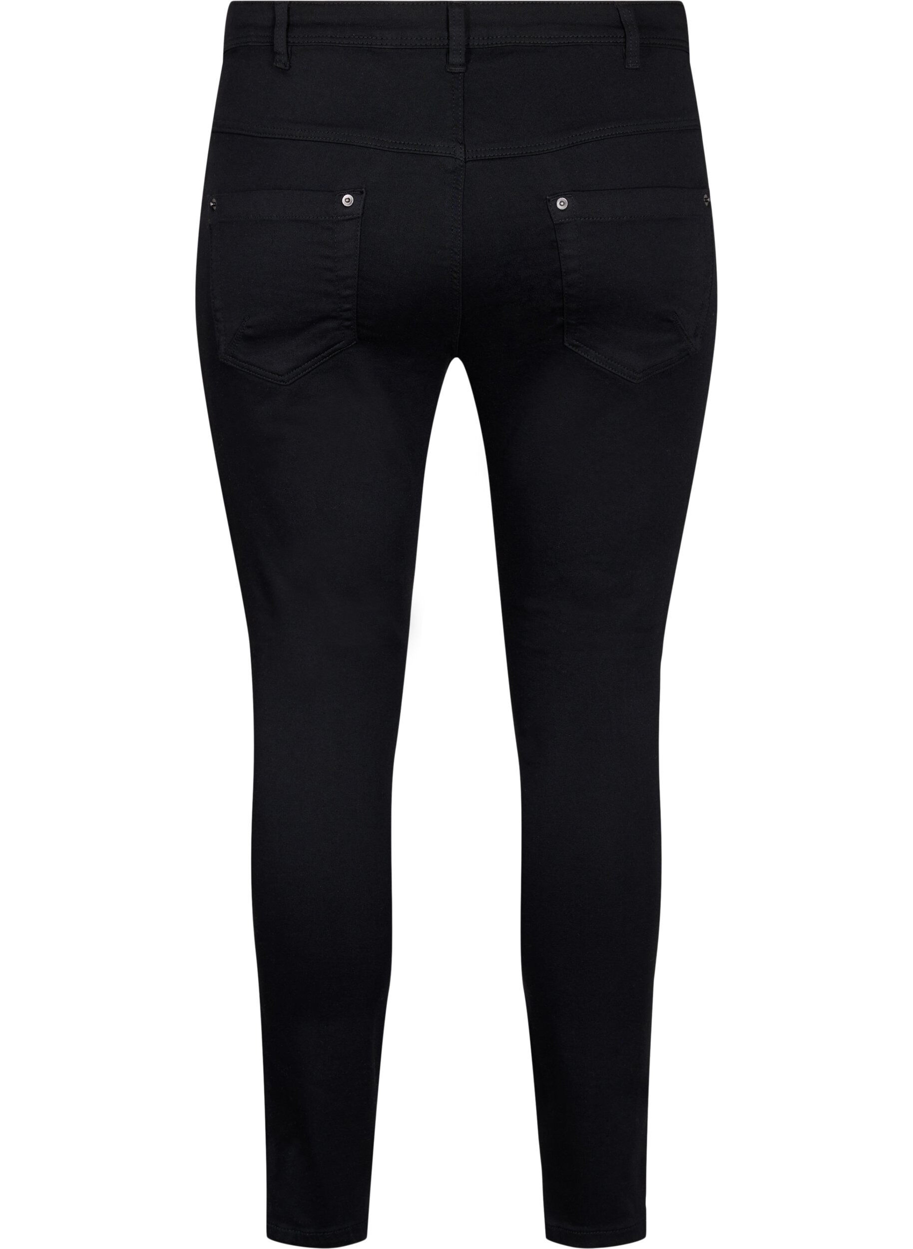 ZizziCropped Amy Jeans mit Rei&szlig;verschluss, Schwarz, Packshot image number 1