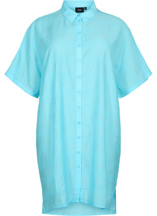 Langes Shirt aus Viskose mit Textur, Bachelor Button, Packshot image number 0
