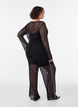 Transparente Spitzenhose mit weitem Bein, Schwarz, Model image number 1