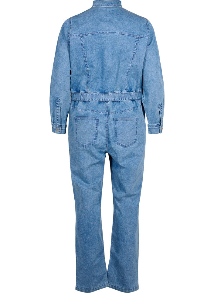 Langärmeliger Denim-Jumpsuit, Light Blue Denim, Packshot image number 1