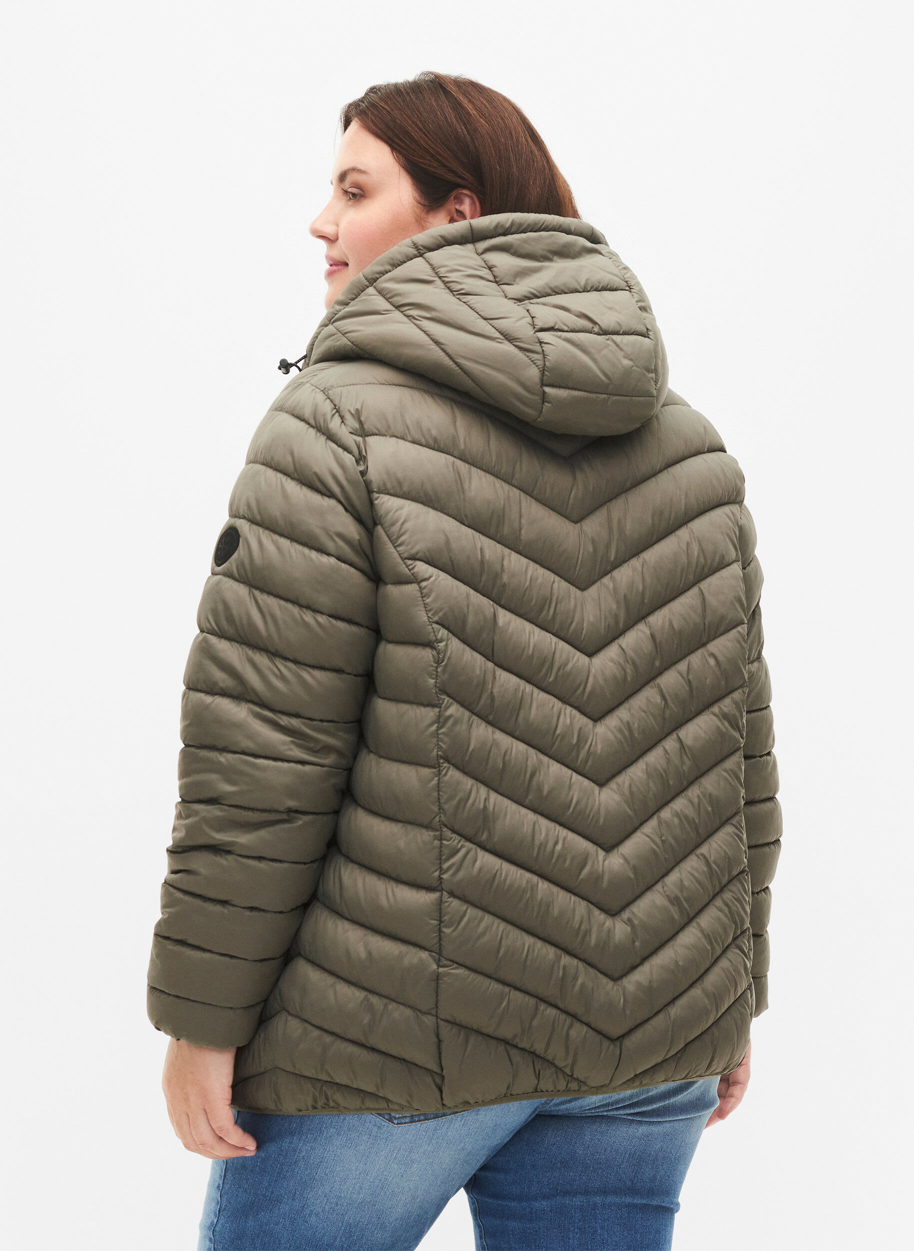 Zizzi Leichte Steppjacke mit Kapuze, Braun, Model image number 2