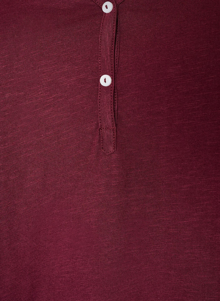 T-Shirt mit Knopfleiste, Dunkles Bordeaux, Packshot image number 2