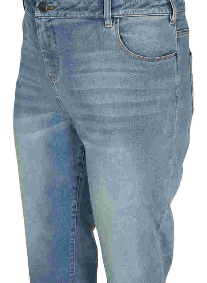 7/8-Jeans mit Fransensaum und hoher Taille, Light blue denim, Packshot image number 2