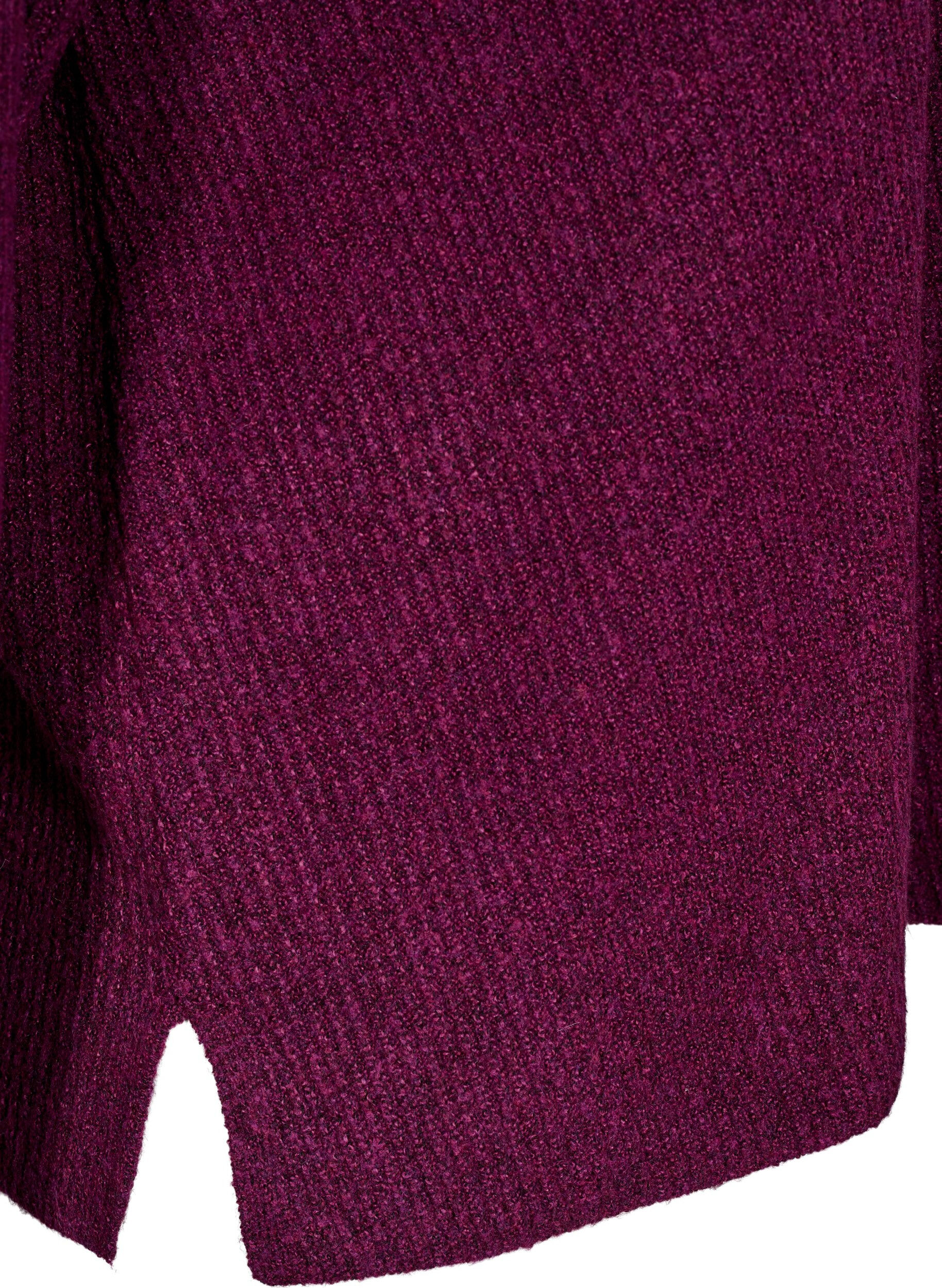 Zizzi Strickbluse mit V-Ausschnitt und langen &Auml;rmeln, Potent P. Black Mel., Packshot image number 3