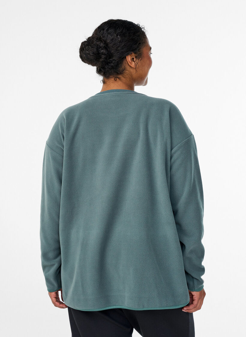 Lockere Bluse aus Fleece mit Taschen, Grün, Model image number 2