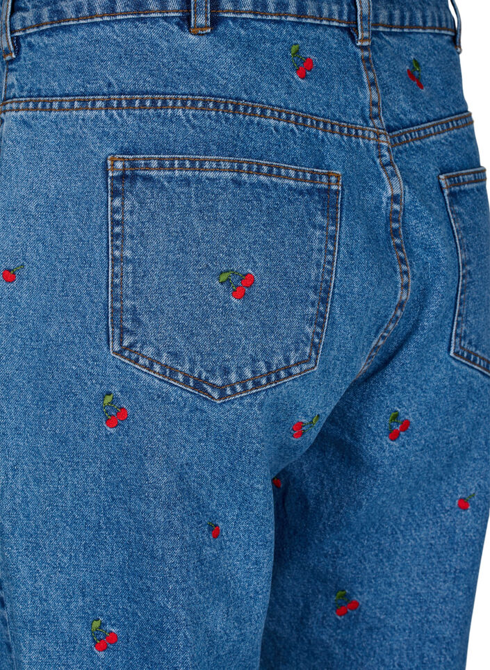 Mille Mom Fit Jeans mit Stickerei, Blau, Packshot image number 3