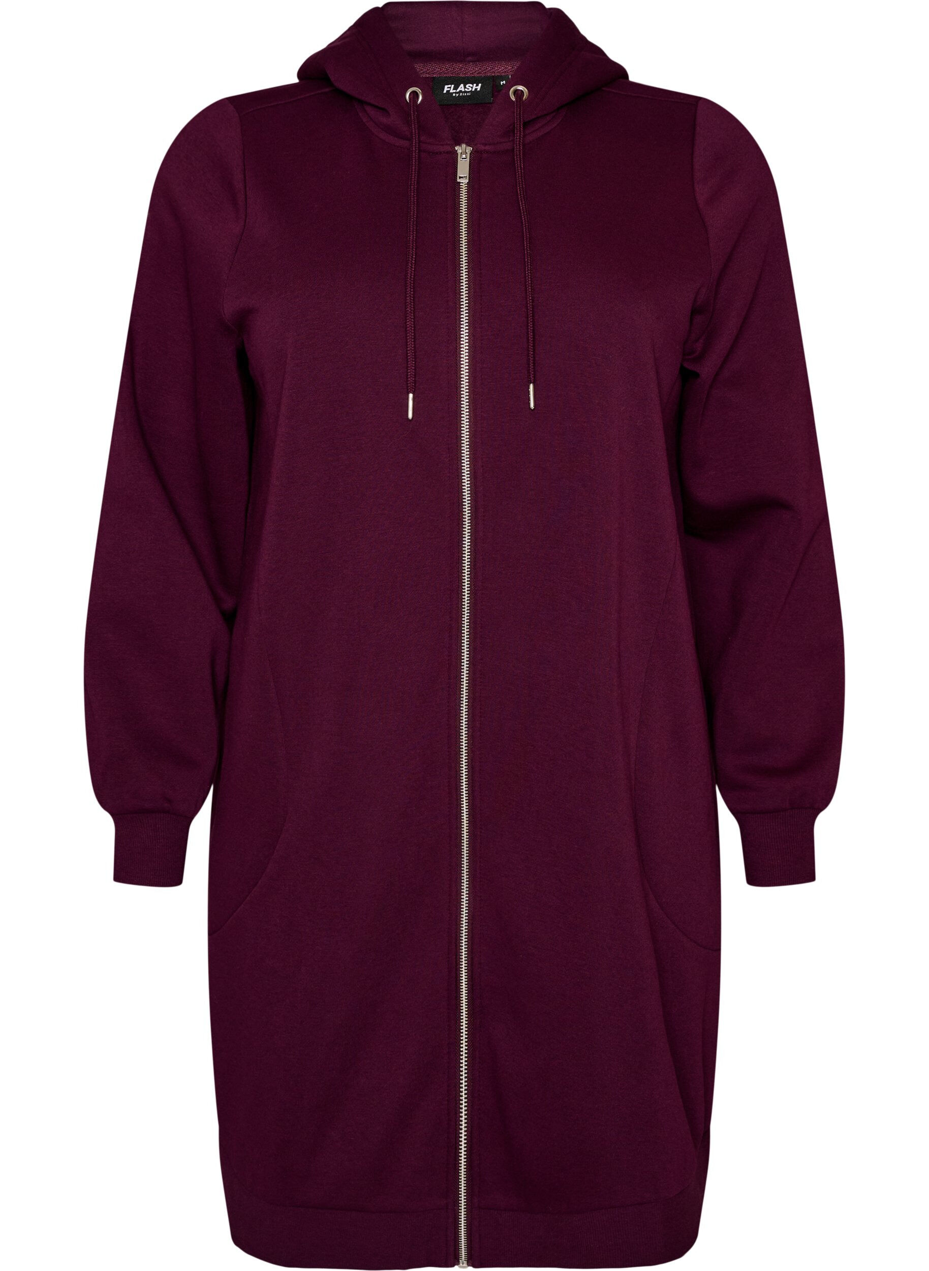 ZizziLanger Hoodie mit Rei&szlig;verschluss und Taschen, Lila, Packshot image number 0