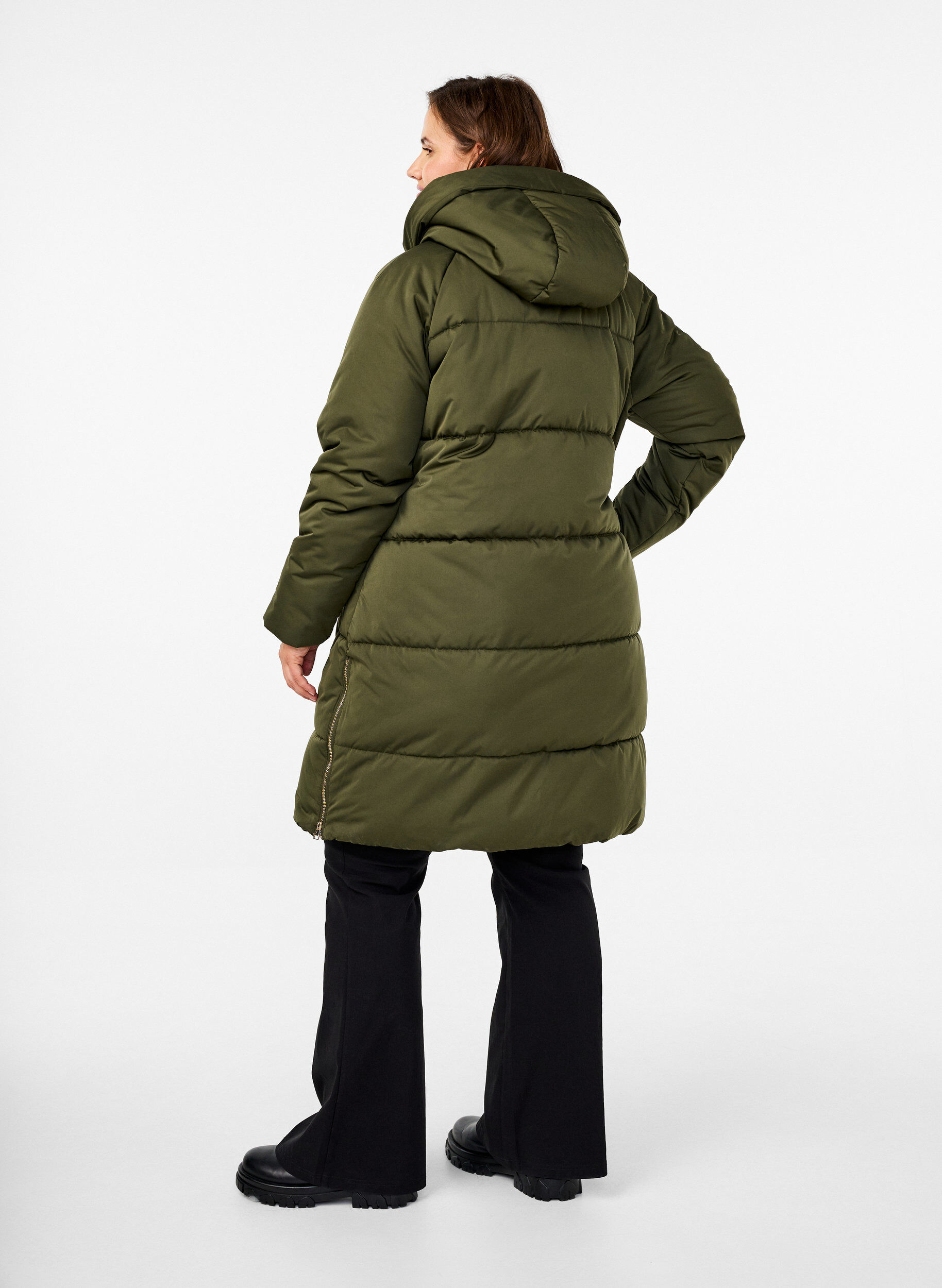 Zizzi Pufferjacke mit Kapuze, Gr&uuml;n, Model image number 2