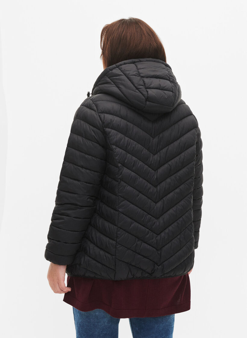 Leichte Steppjacke mit Kapuze, Schwarz, Model image number 2