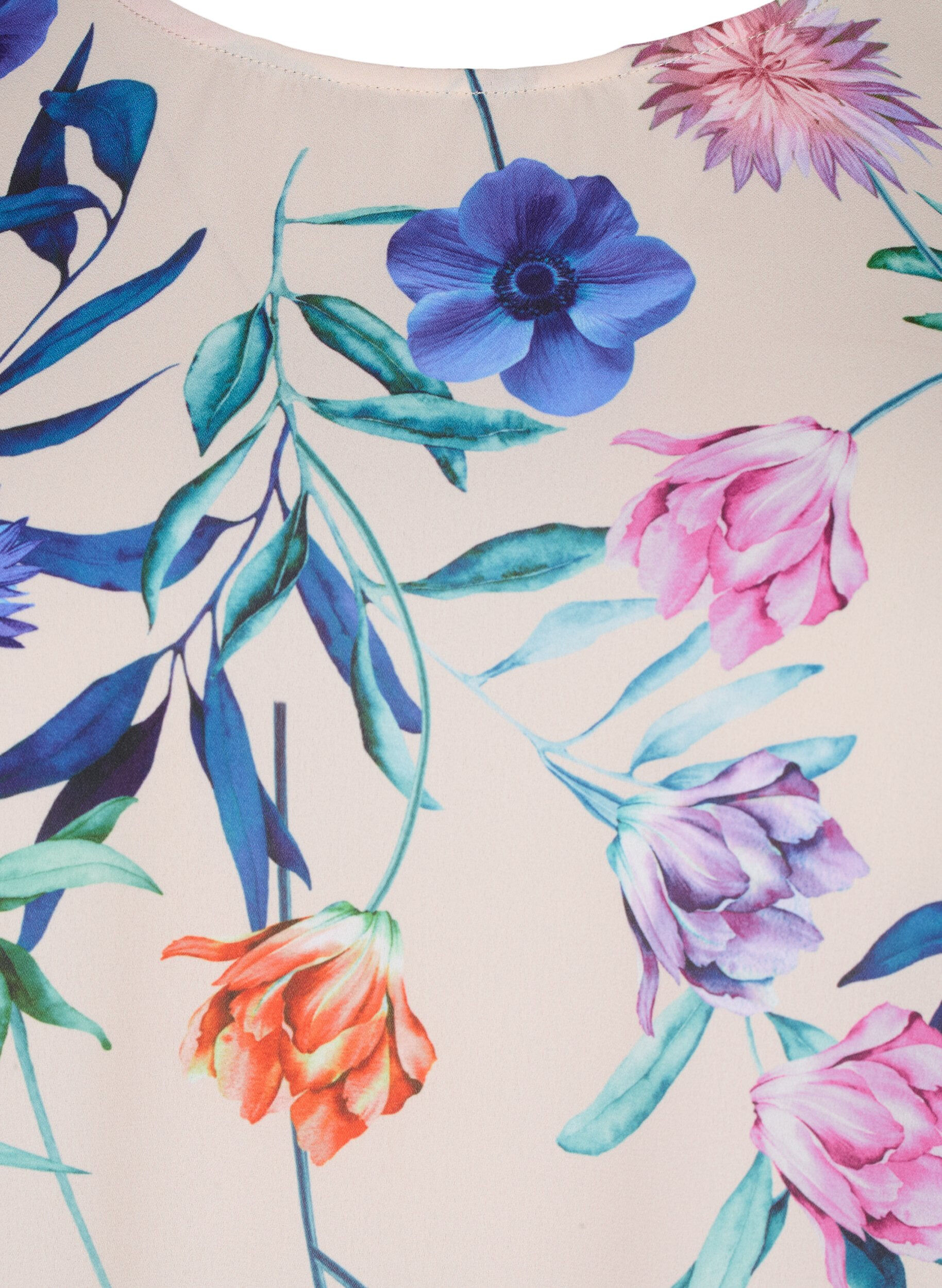 Zizzi Gebl&uuml;mte Bluse mit Smokstich, Blau, Packshot image number 2